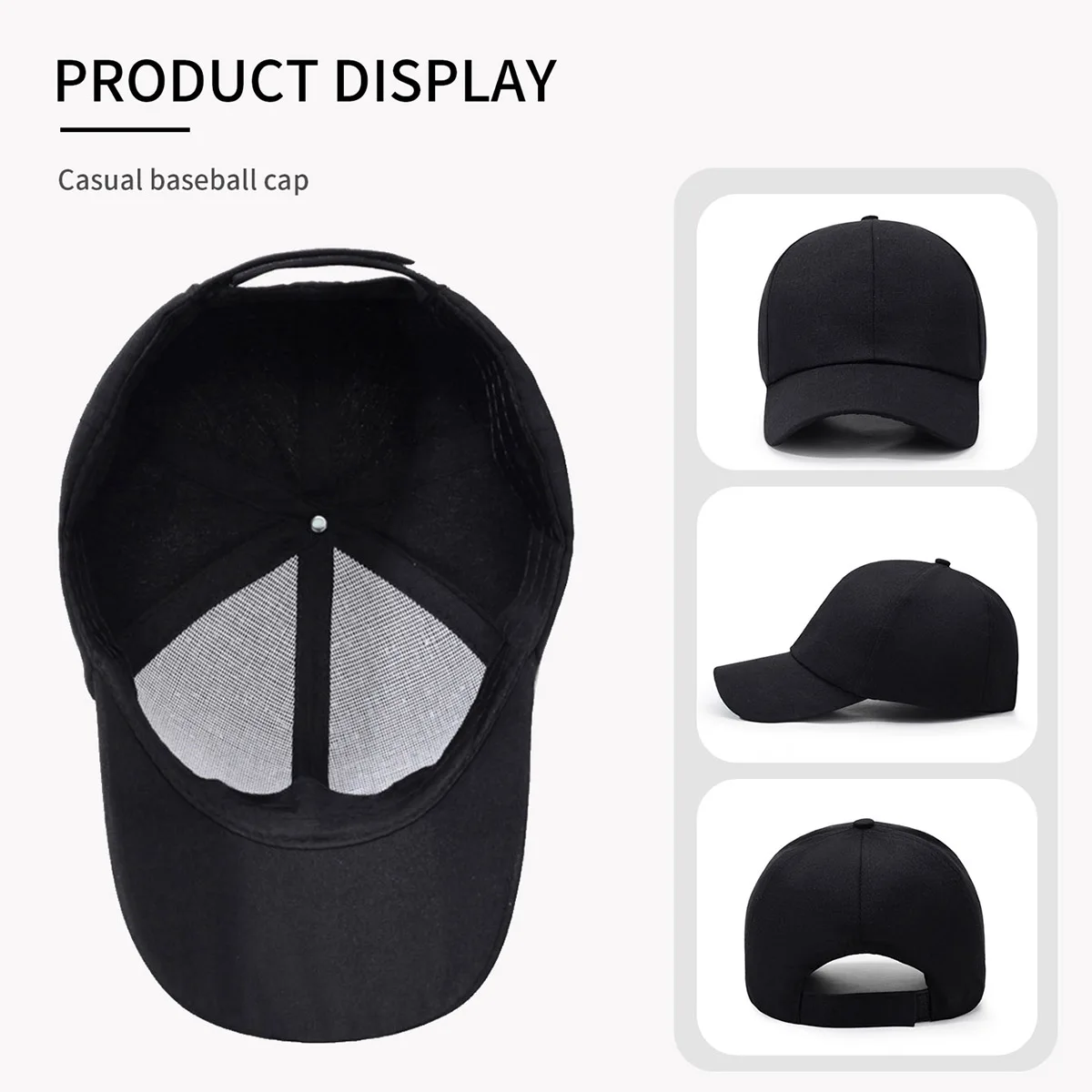 2025 New Big Head Hat Women's Baseball Cap Showing Face Small Men's Enlarged and Deepened Sun Protection Peaked Cap Pure Color Hiking Sports Mountaineering