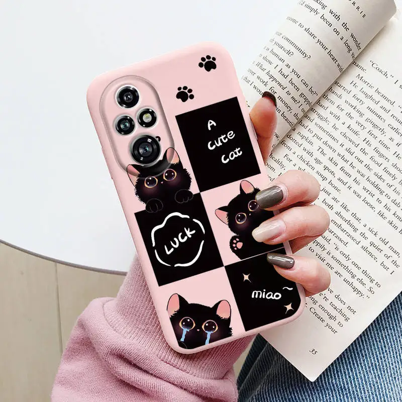 Cute Black Cat Cartoon Case - Soft Back Shell Cover