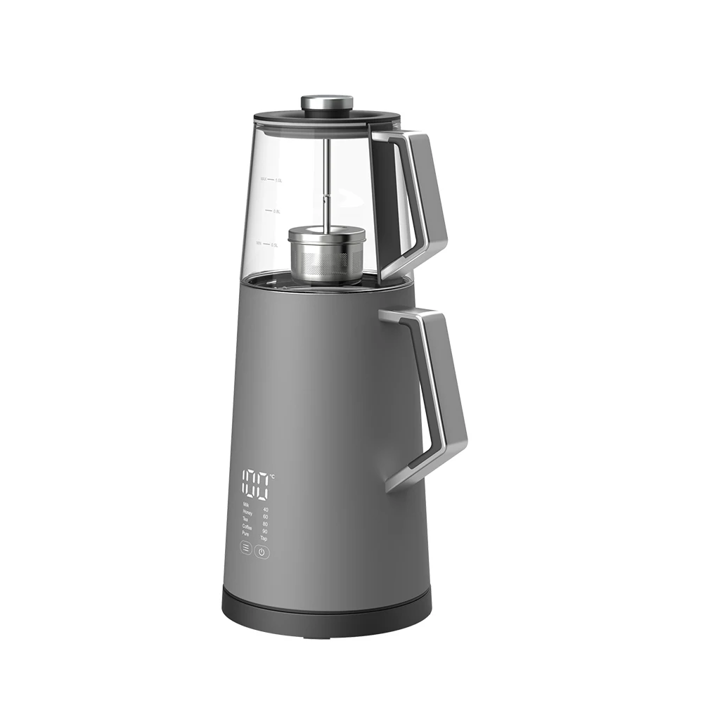 Hotsy 1.7L+1L Double Layer Glass&Stainless Kettle Electric Tea Maker with Digital Temperature Control for Home Office Commercial 2