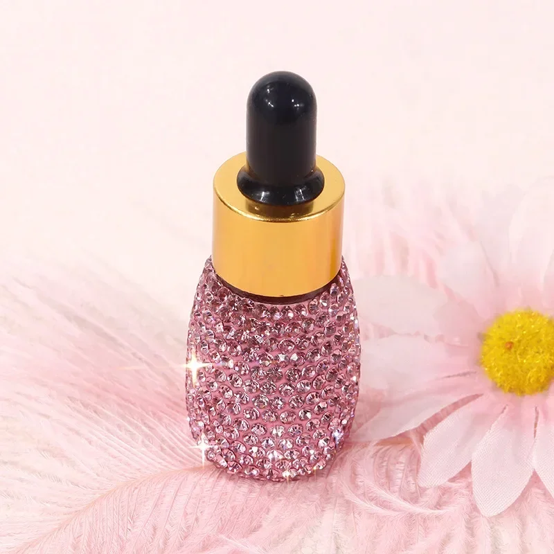 5ml Sparkling Rhinestone Essential Oil Lotion Split Bottle Portable Dropper Glass Jar Mini Sample Empty Reusable Storage Bottle 3