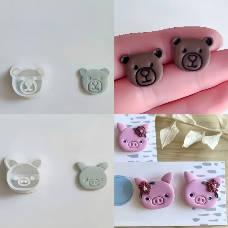귀여운 동물 부품 폴리머 클레이 커터, 팬더 꿀벌 토끼 코끼리 양 고래 커터, DIY 귀걸이 쥬얼리 제작