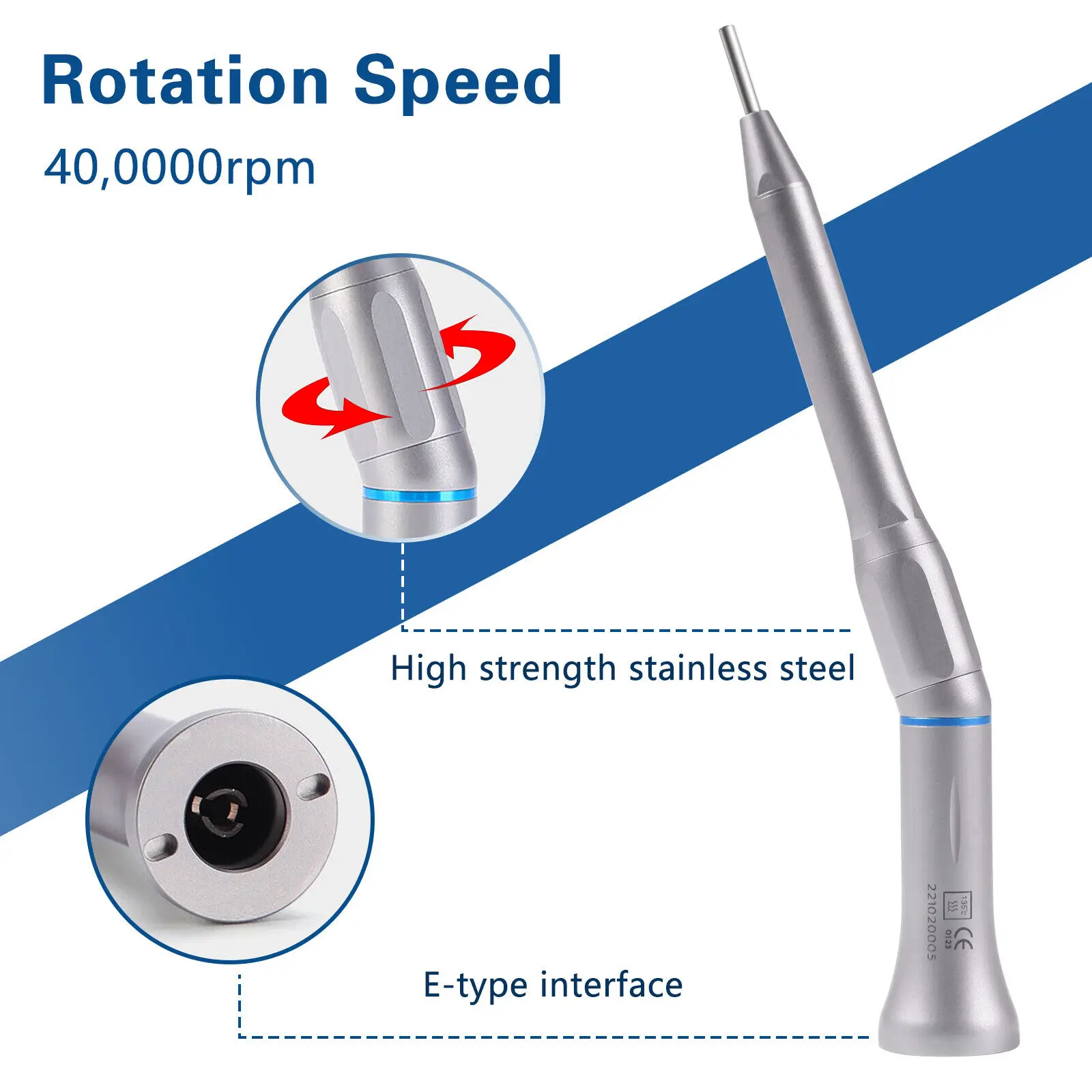 

1:1 Dental Implant Handpiece Contra Angle 20 Degree Straight Head Surgical Operation Micro Surgery