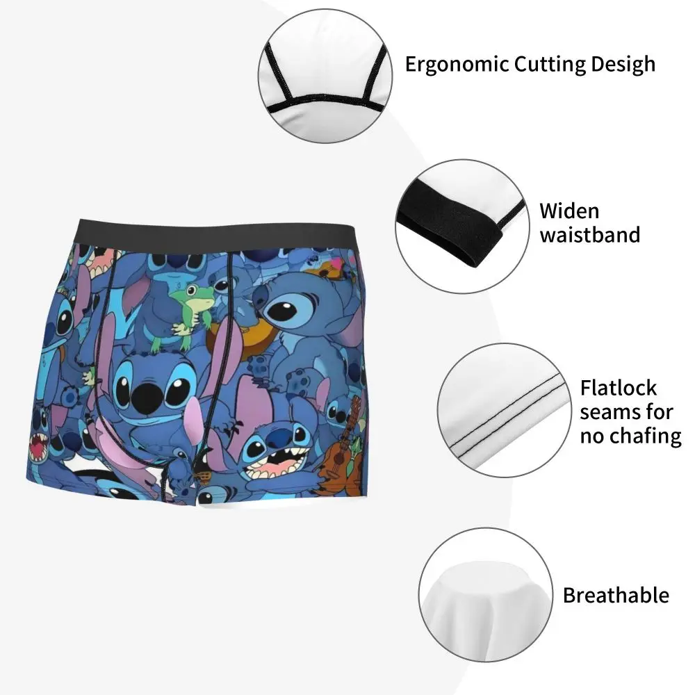 Custom Stitch Lion Cute Boxers Shorts Men's Disney Movie Briefs Underwear Fashion Underpants