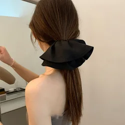 Elegant Black Pleated Fabric Hair Ties - Fashionable Scrunchies (Black)