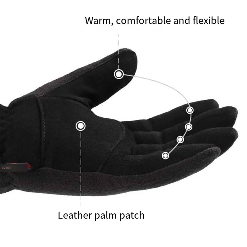 Adult Anti Cold Skiing Riding Gloves Full Finger Velvet Thicken Ski Camping Gloves Outdoor Fleece Running Cycling Sport Gloves 4