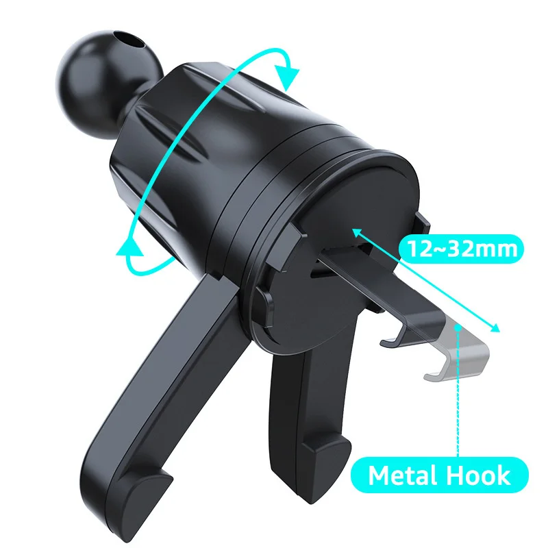 Universelle Auto-Lüftungsclip-Halterung mit 17mm Kugelkopfbasis für Auto-Handyhalterung, 360-Grad-Drehung, Handyhalterung für Auto-Lüftungsauslass – Detail 5