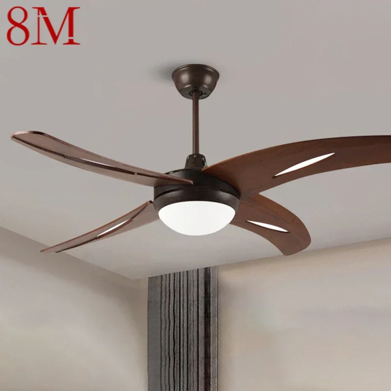 

8M Nordic LED Fan Light American Vintage Restaurant Living Room Study Ceiling Fan Light Remote Electric Fan Light