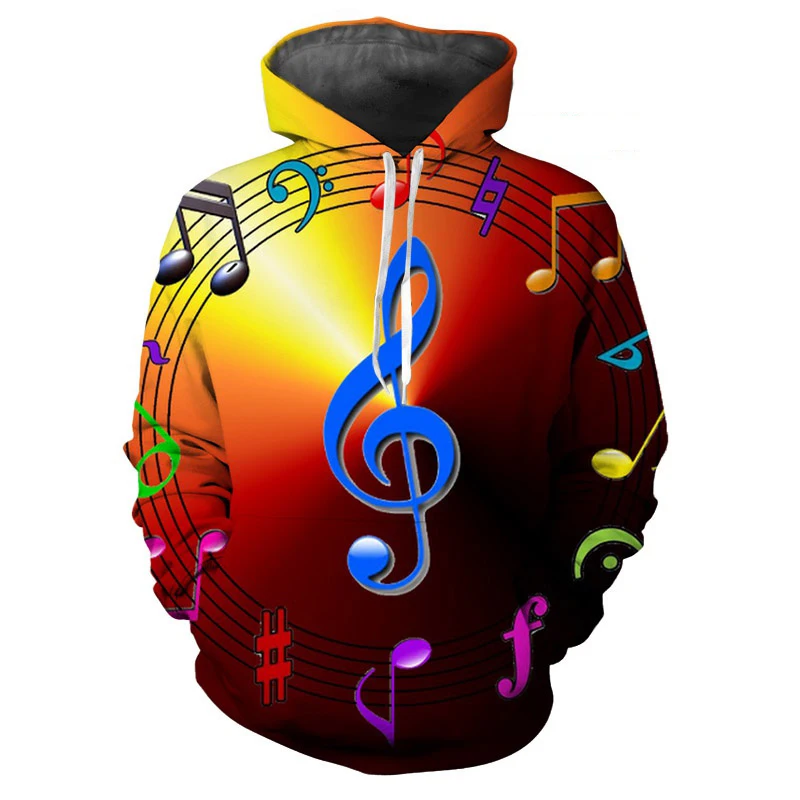 

2022 3D printed Men women hoodie Hoodie Music Note sweatshirt casual loose men pocket hoodie outer cnew in hoodies & sweatshirts