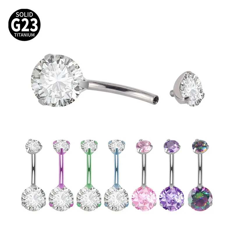

1pc New Belly Button Piercing ASTM G23 Titanium Zircons Navel Piercing Ring Body Jewelry Super Pretty Belly Button Ring For Wom