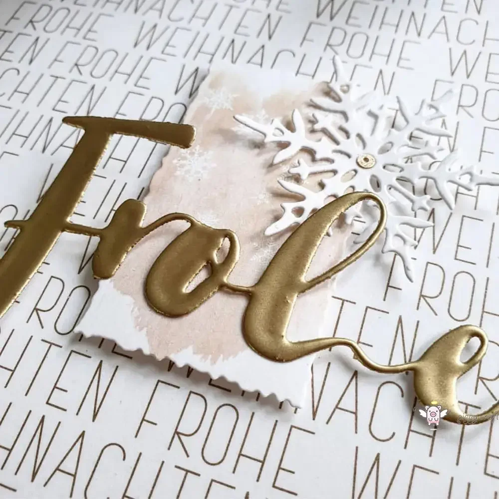 Mmao Crafts Metall-Stahlschneideformen, Schablone mit fröhlicher Buchstaben-Dekoration für DIY-Scrapbooking, Papier-/Fotokarten, Prägeform