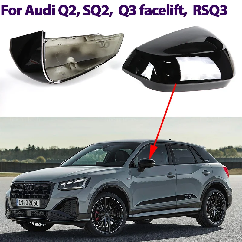 2X Copri Specchietti Retrovisori Laterali Styling Modello In Carbonio Nero Per Audi Q2 Sq2 2017-2024, Q3 Rs Q3 Rsq3 19-24 Sostituzione