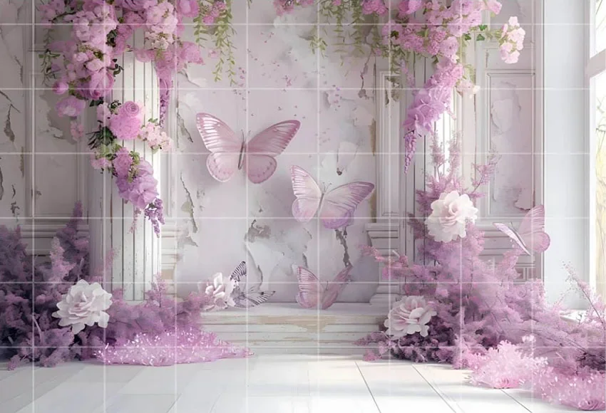 Sfondo Fotografico Per Primo Compleanno Bambina 1,5x1m – Tema Rosa Con Palloncini, Fiori, Farfalle E Torta – Telo In Vinile Per Decorazione Festa