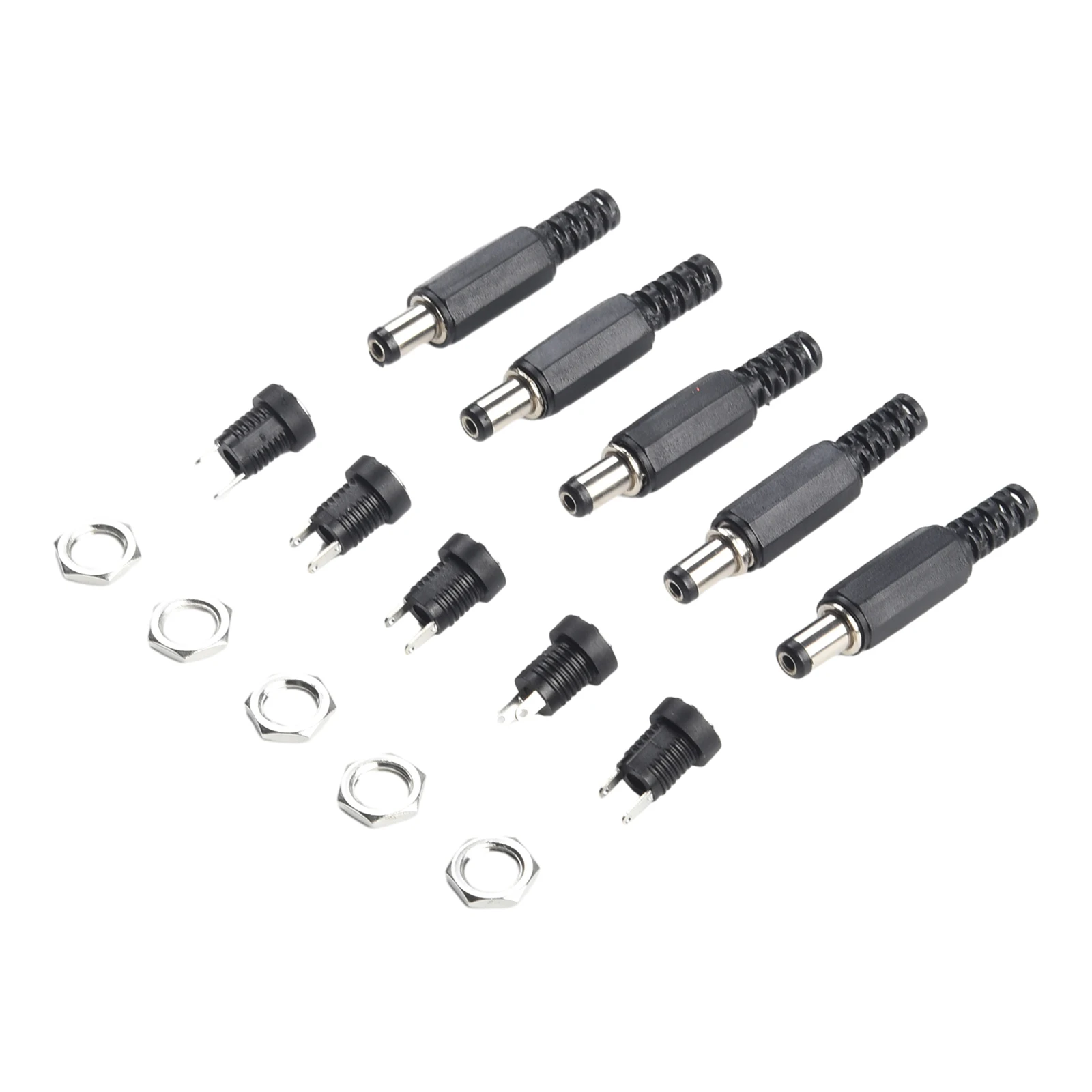 

DC 12V Adapter DC Power Connector 12V Power Adapter 5 Pairs Black And Silver Pin Power Outlet Press-Fit Male & Female
