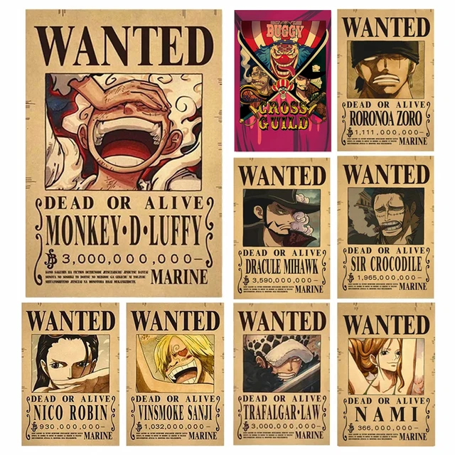 Anime Luffy Gear 5 One Pieces Bounty Wanted Affiches 4 Empereurs