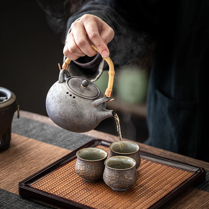 1 piece/1 set, antique ceramic teapot, alcohol lamp, ceramic heating base, tea making set, indoor fireplace stove, outdoor teapo