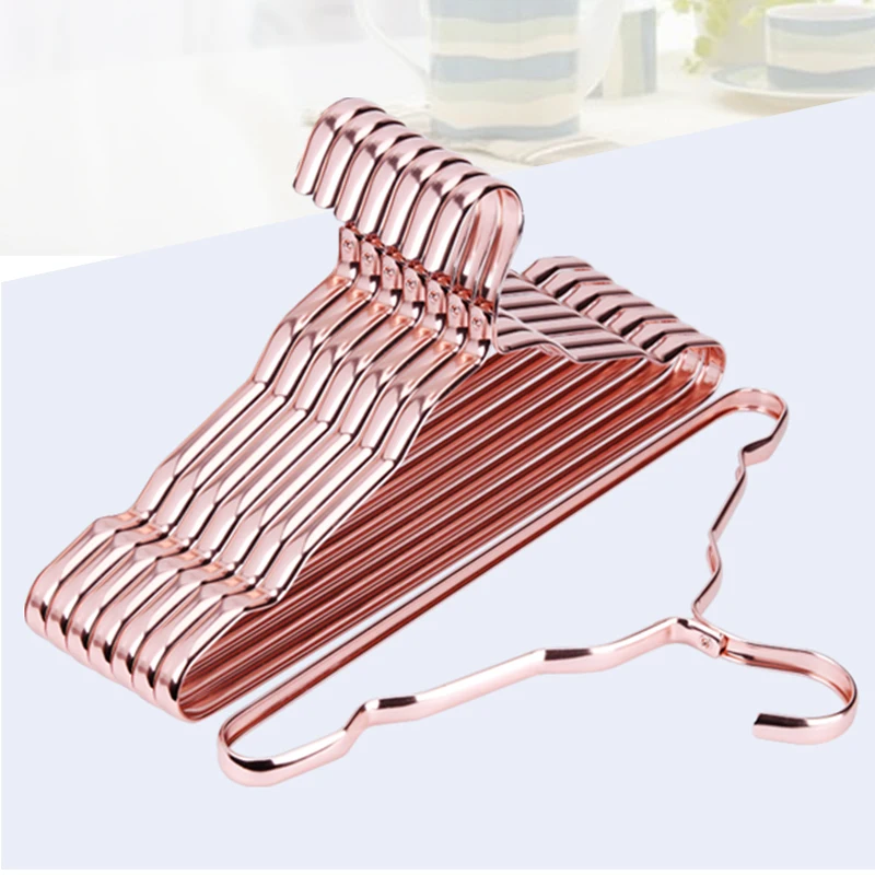 10pcs Rose Gold Clothes Hangers Coat Anti slip Drying Rack Wardrobe