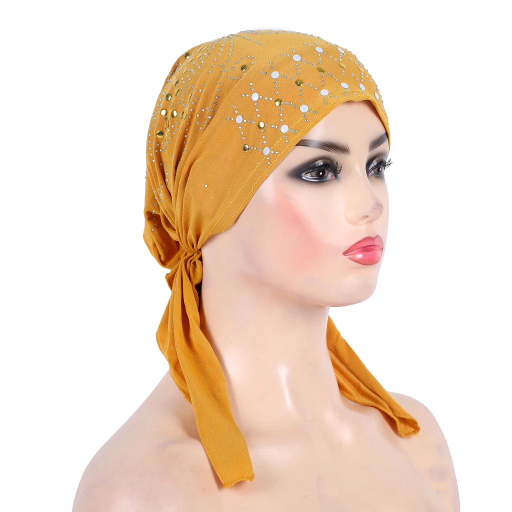 Ribbed Turban Solid Color Muslim Women Underscarf Cap Tube Ladies Bonnet  Inner Hijab Caps Scarf Elastic Headwrap