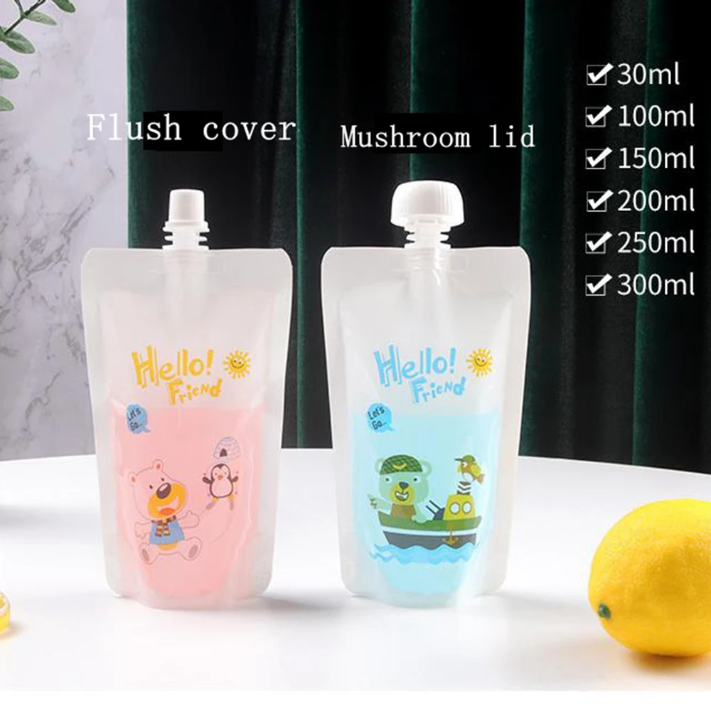 Baby Food Pouches Baby Feeder Fruit Puree Squeeze Station PP Food Dispenser With Preservation Bag Cartoon Random 200ml food pouch fruit food feeder