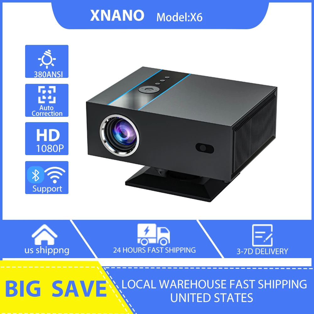 Xnano Projector Support 4k Portable Autofocus Android 13 Dual WiFi 11 BT5.0 Voice Remote Control Home Cinema Outdoor Projetors