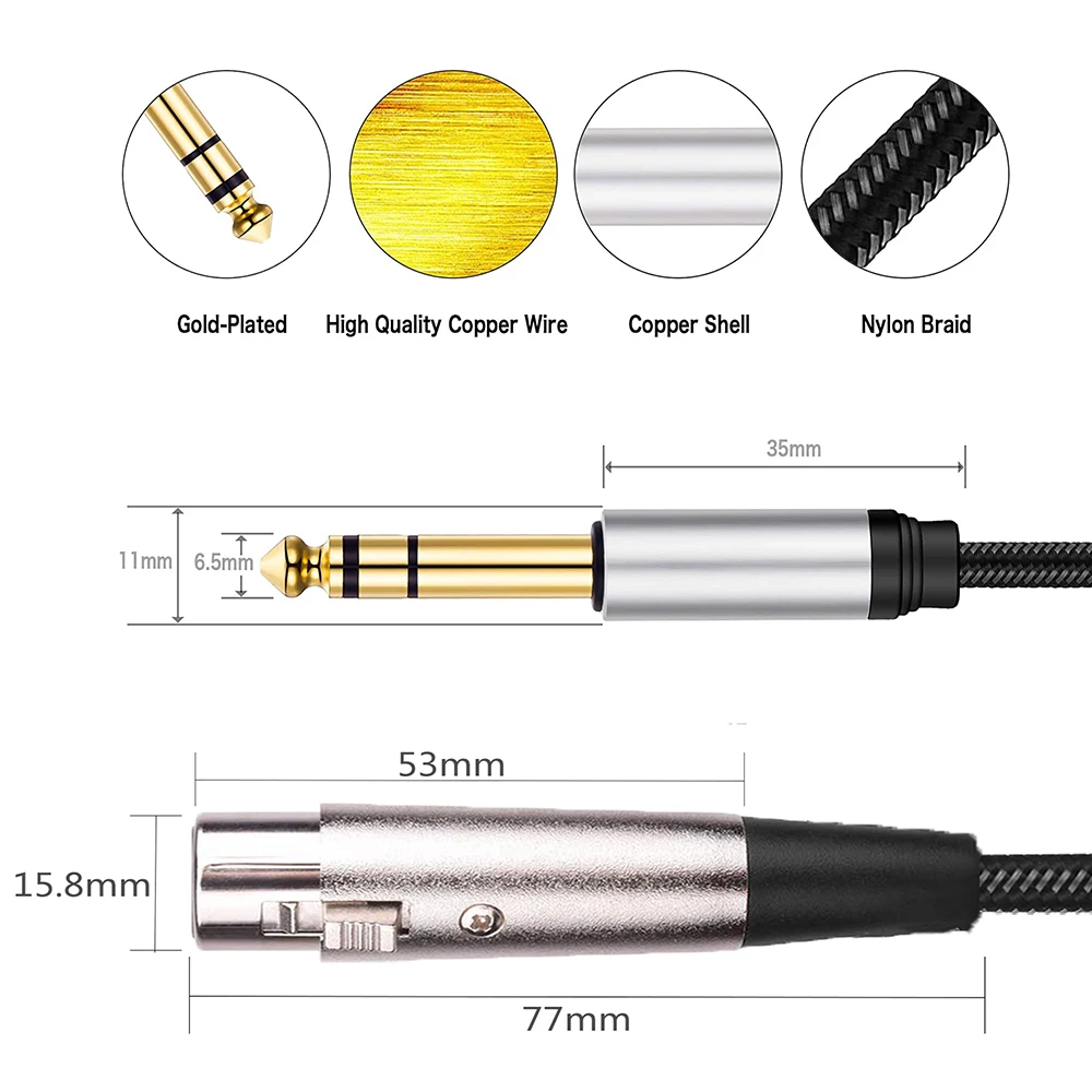 High-Quality XLR to 1/4 Inch TRS Audio Cable for Professional Sound Equipment