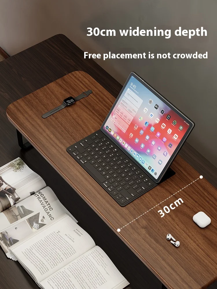 Ergonomic Solid Wood Monitor Stand-Adjustable Desktop Riser For Home Office & Gaming Setup-Laptop Shelf With Storage Space
