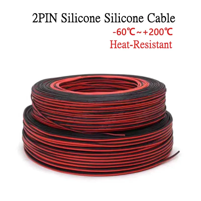 Description Picture 4 of item2Pin Silicone Power Wire 18 20 22 24 26 AWG Super Soft Electrical Cable 5m 10m 20m 50m Heat-resistant Copper Cord For Car Motor