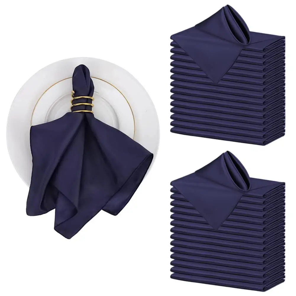 30pcs Satin Dinner Napkins Reusable Folding Solid Color Table Napkin For Wedding Banquet Party Restaurant Supplies