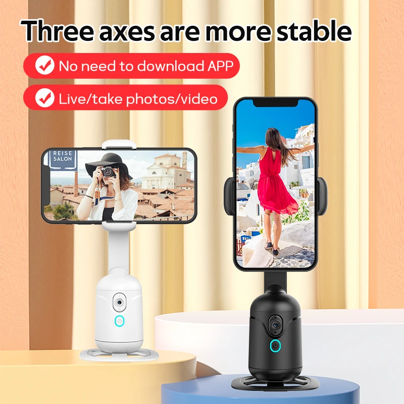 스마트 360 ° 자동 얼굴 추적 휴대폰 셀카봉 회전 거치대 제스처 일시 정지 비디오 브이로그 라이브 짐벌 안정기 삼각대