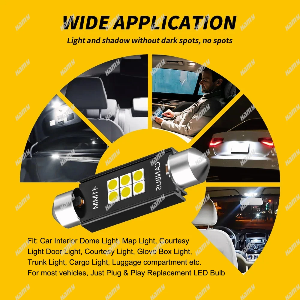2PCS 600LM ���� ���� C10W C5W LED ���� ���� 31/36/39/41mm LED CANBUS 12V 6500K ��� �ڵ��� ���׸��� �� ��ȣ�� ��
