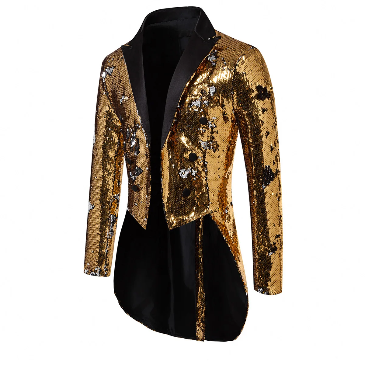 Red Men Metallic Shiny Sequins Tuxedo, Performance,Party,Stage Performance Dress Coat, Fashion Long Cardigan Suit Jacket,S-XXL