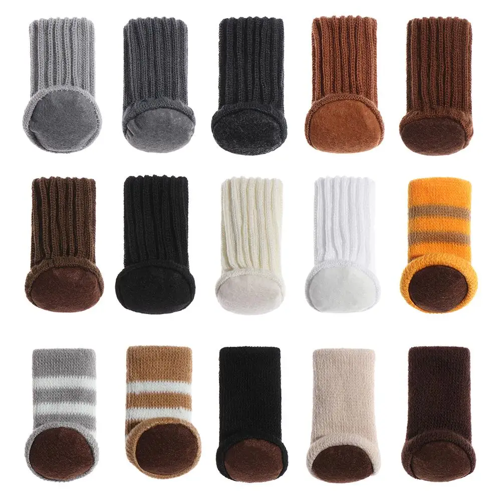 Furniture leg covers 4PCS Universal Leg Sock Protective Case Knitting Chair Foot Cover Non-Slip Floor Furniture Protector Home Decor