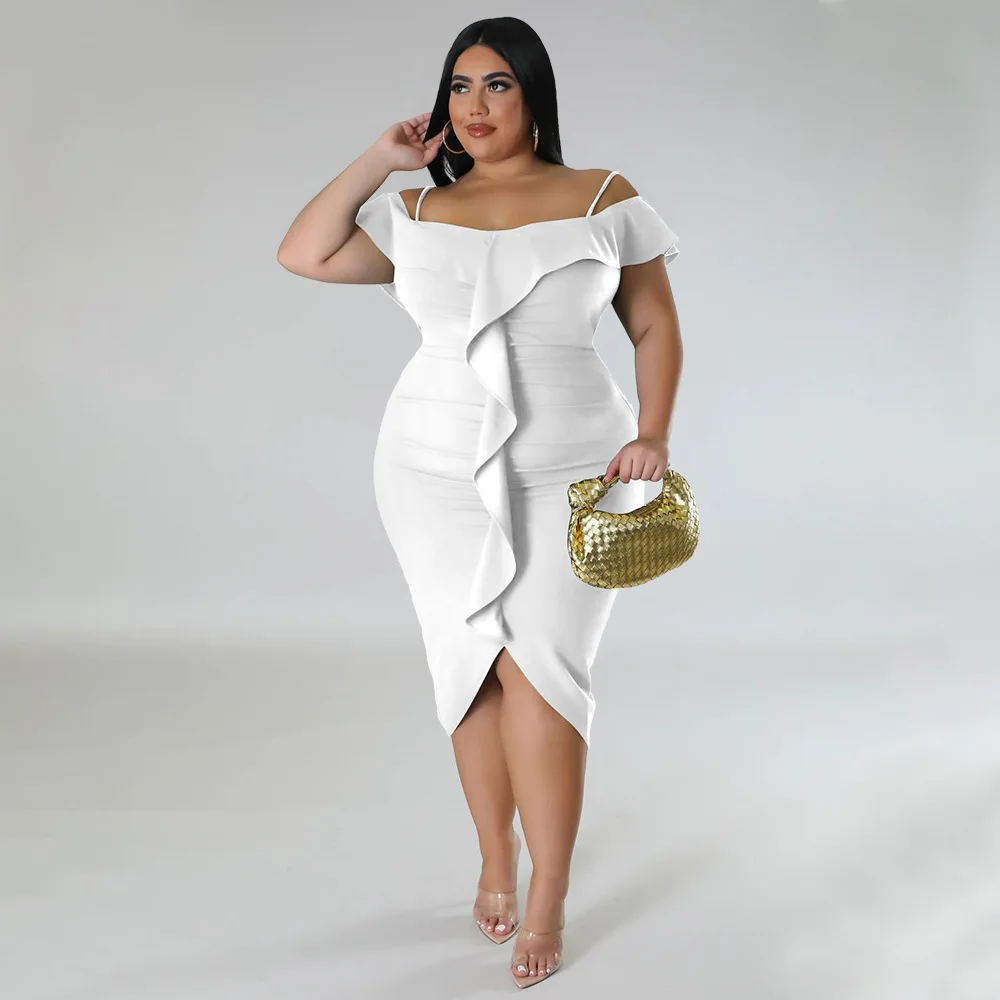 2023 Summer Women Trendy Dress Female Ruffle Fashion Bodycon Elegant Cloth Casual Luxury Gown Plus Size Evening Party 4xl Dress