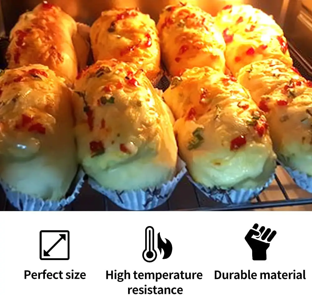 100Pcs Cupcake Liners Greaseproof Baking Cups Non stick Paper Baking Cups Oval Cake Paper Mufin Liners Muffins Cupcakes