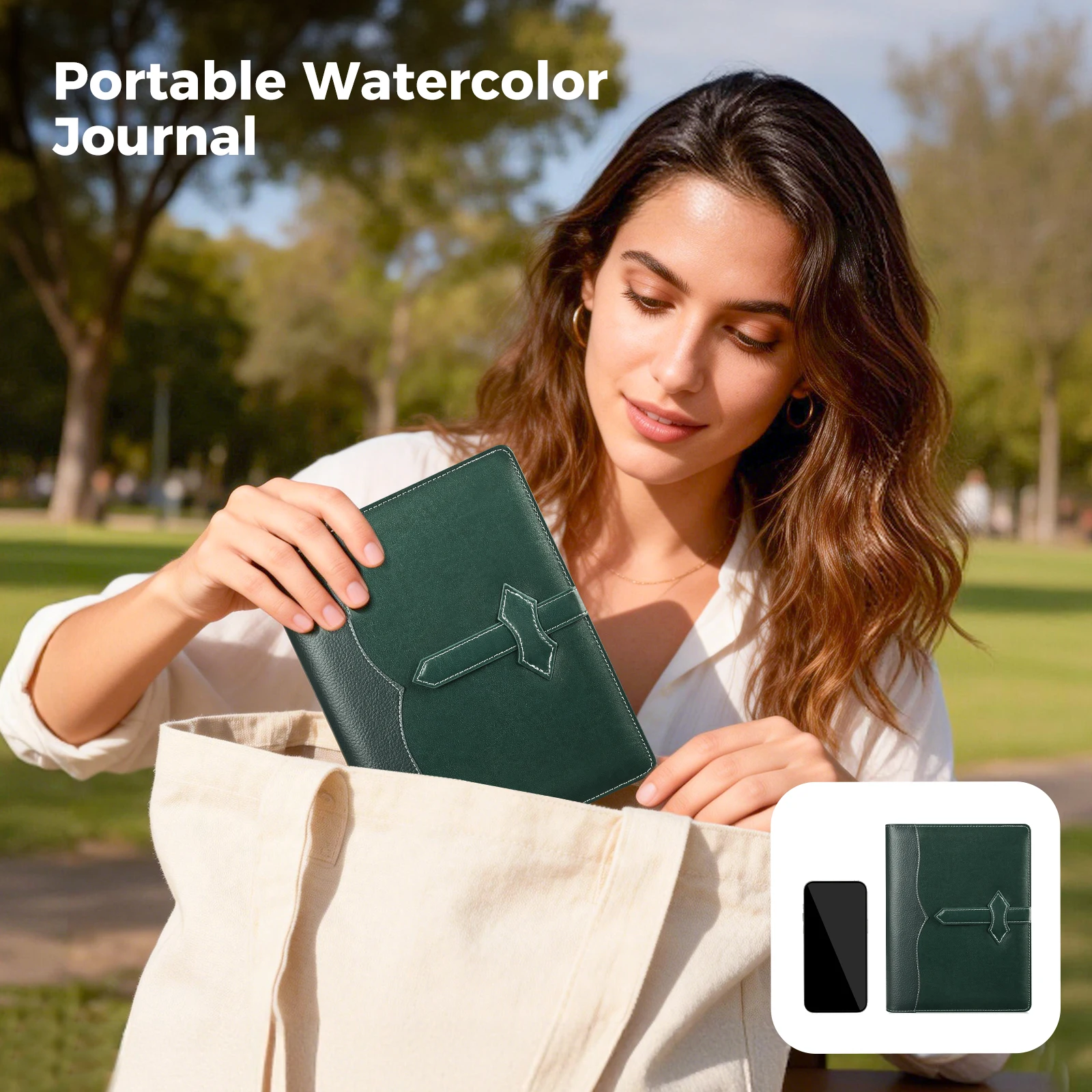 라이트위시 여행용 수채화 스케치북 100% 코튼 300gsm A5 리필 가능 바인더 20매 5.8x8.2인치 무산지 아티스트용