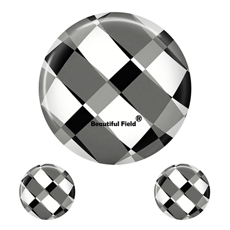Colorful Geometric Patterned Glass Cabochon for DIY Jewelry Making, Sizes 8-40mm