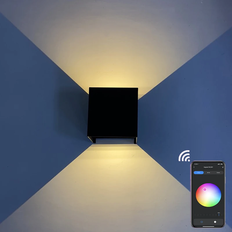 Tuya APP Smart Life Outdoor Lighting Wall Sconce Adjustable Surface Mount AC85-265V Black Cube Waterproof IP65 Garden Wall Light bathroom wall lights