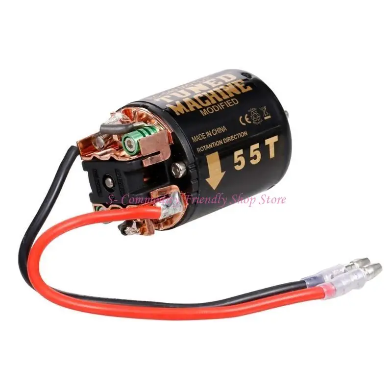 Moteur RC 540 brossé étanche installé dans un châssis de voiture 1/10
