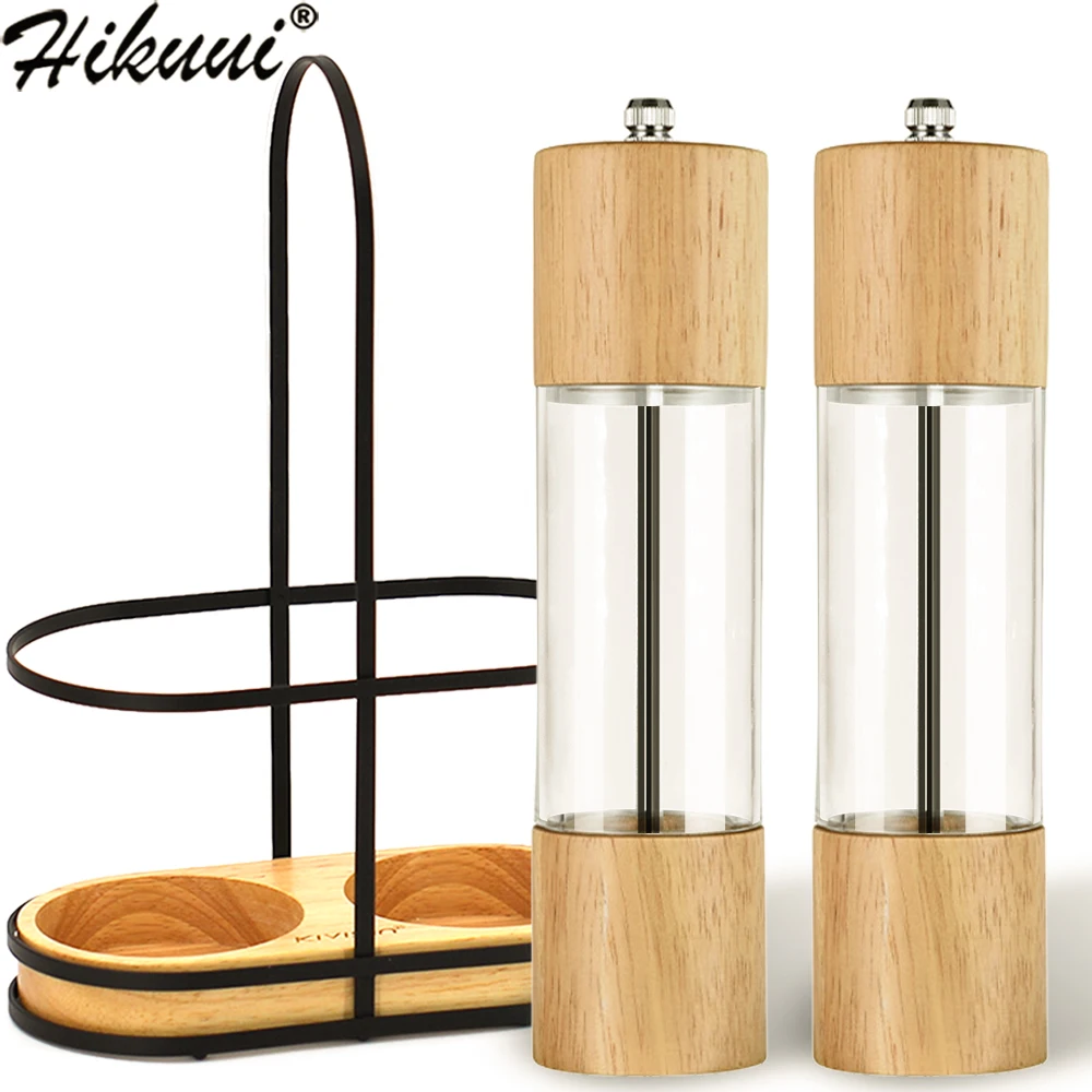 8in Salt and Pepper Grinder Mill Oak Wood Manual Seasoning Spice Adjustable Ceramic Grinding Core Kitchen Tools | Дом и сад