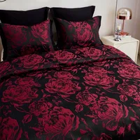 7-Piece Queen Comforter Set with Matching Curtains - Burgundy Flower Patchwork Bed in a Bag Bedding Set 3