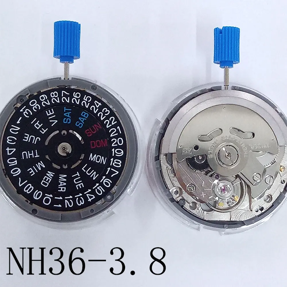 Japan Original NH36 Automatic Movement Crown at 3.8 oclock Self-widing Accuracy 24 Jewels Movement Day-Date Watch Case Parts watch movement