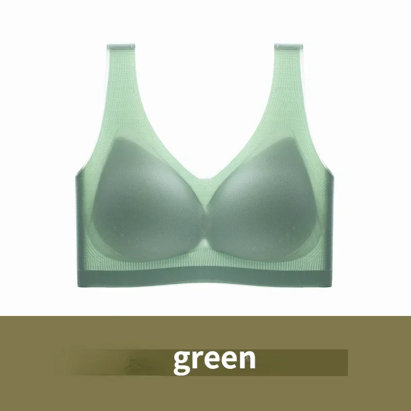 Women Ultra-thin Plus Size  Ice Silk Lingerie Bra Seamless Beauty Back Ladies Big Breasts Show Small Summer Wire Free Underwear