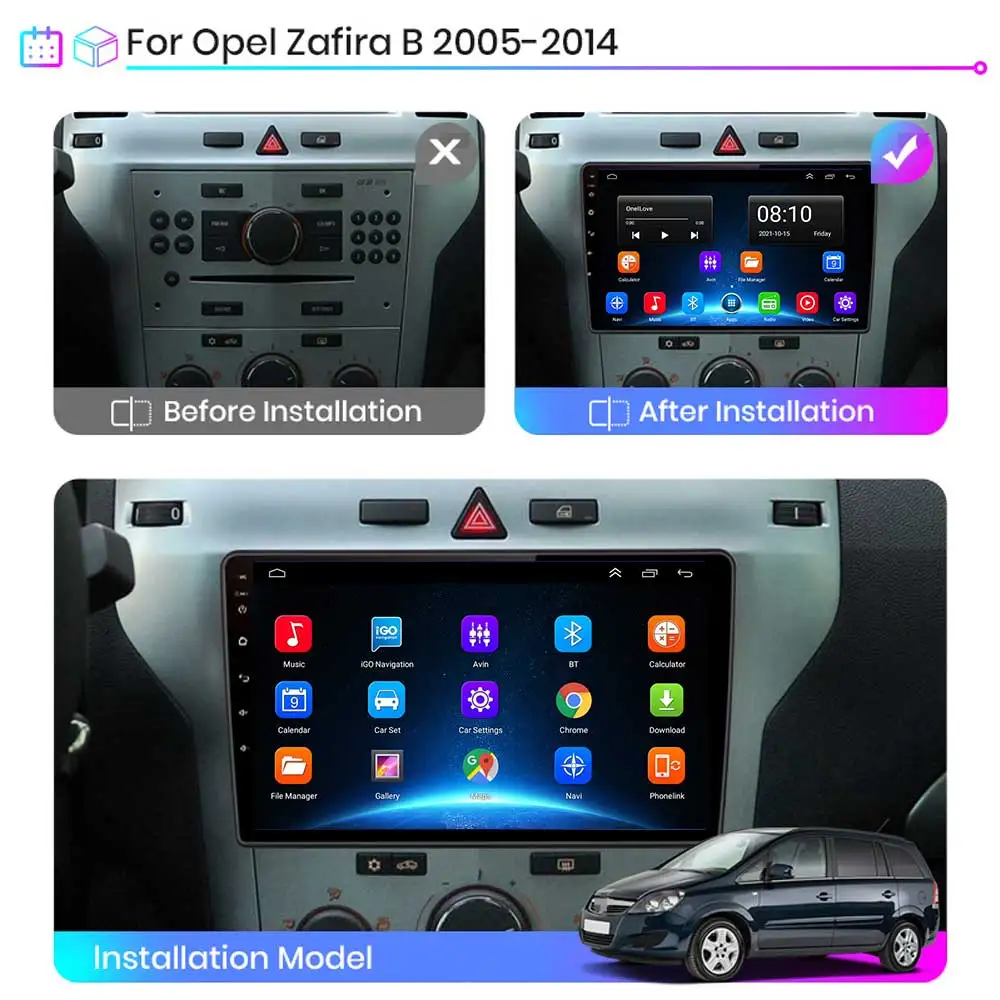 Car Stereo Android 11 4 + 64G Carplay For Opel Zafira B Astra H 2005-2014 Car Multimedia Player GPS Navigation Audio Video Radio Stereo RDS