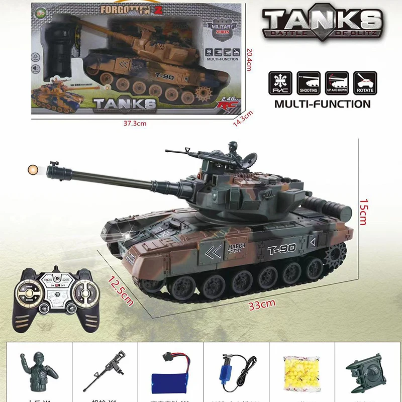 T-90 RC Tanks 2.4G Battle Tanks Launchable Cross-Country Tracked Remote Control Vehicle Charger Battle Toys Children Gift 3