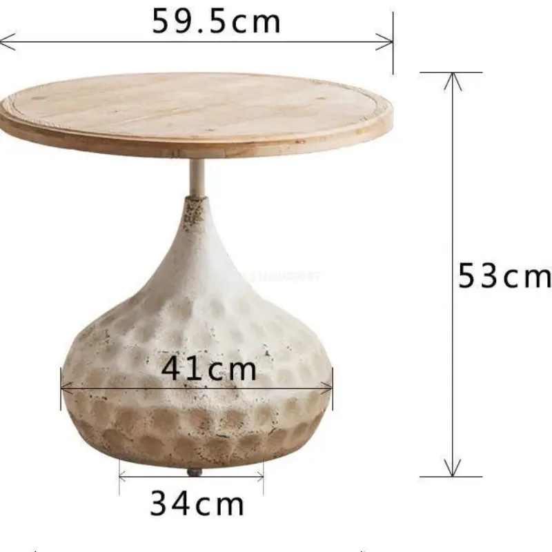 

American retro small round coffee table decorative side table living room Roman column old wrought iron corner table