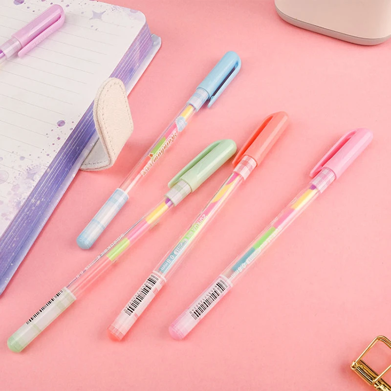 6Pcs/Set High Quality Rainbow Color Gel Pens Set Quick Dry 0.5mm Needle Tip Cute Ballpoint Pens School Office Accessories