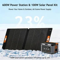 Station d'alimentation portable 600W avec panneau solaire 100W (en option) Générateur solaire 100000MAH pour la maison, la secours domestique, le camping en extérieur et les camping-cars 4