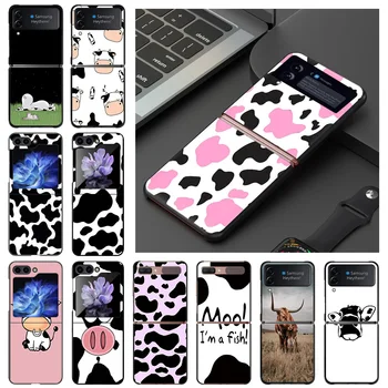 Étui rigide de haute qualité pour Samsung Z Flip6, Flip5, Flip4, Flip3, 5G, housse de téléphone simple, blanc, noir, vache, Galaxy ZFlip 6, 5