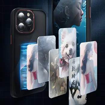 For iPhone 13/14/15 Pro Max Phone Case DIY Smart Display Customized Ink Screen Glass Projection Cover