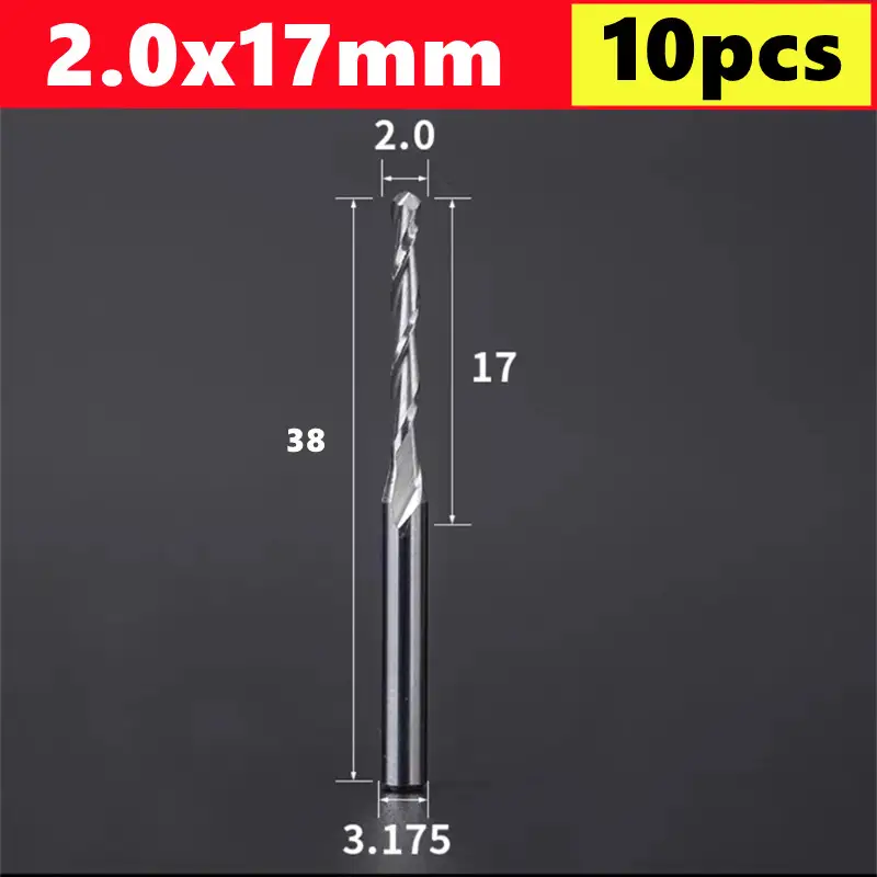 10pcs 2 Flute Ball Nose End Mill 3.175mm (1/8)Shank CNC Router Bit Carbide End Mill Spiral Milling Cutter for Woodworking image 9