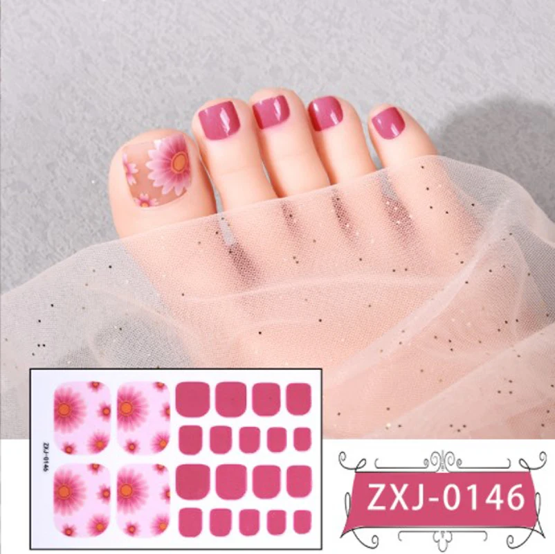 New Toe Nail Stickers Decals 3D Bronzing Full Cover Toenail Decorations Summer Waterproof Creative DIY Foot Nails Manicure Art